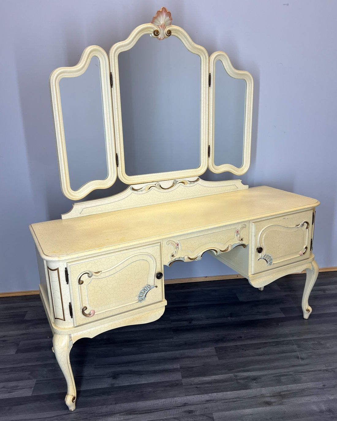Dressing Table Vintage French Louis XVI Shabby Chic Vanity Table Makeup LOT 27550