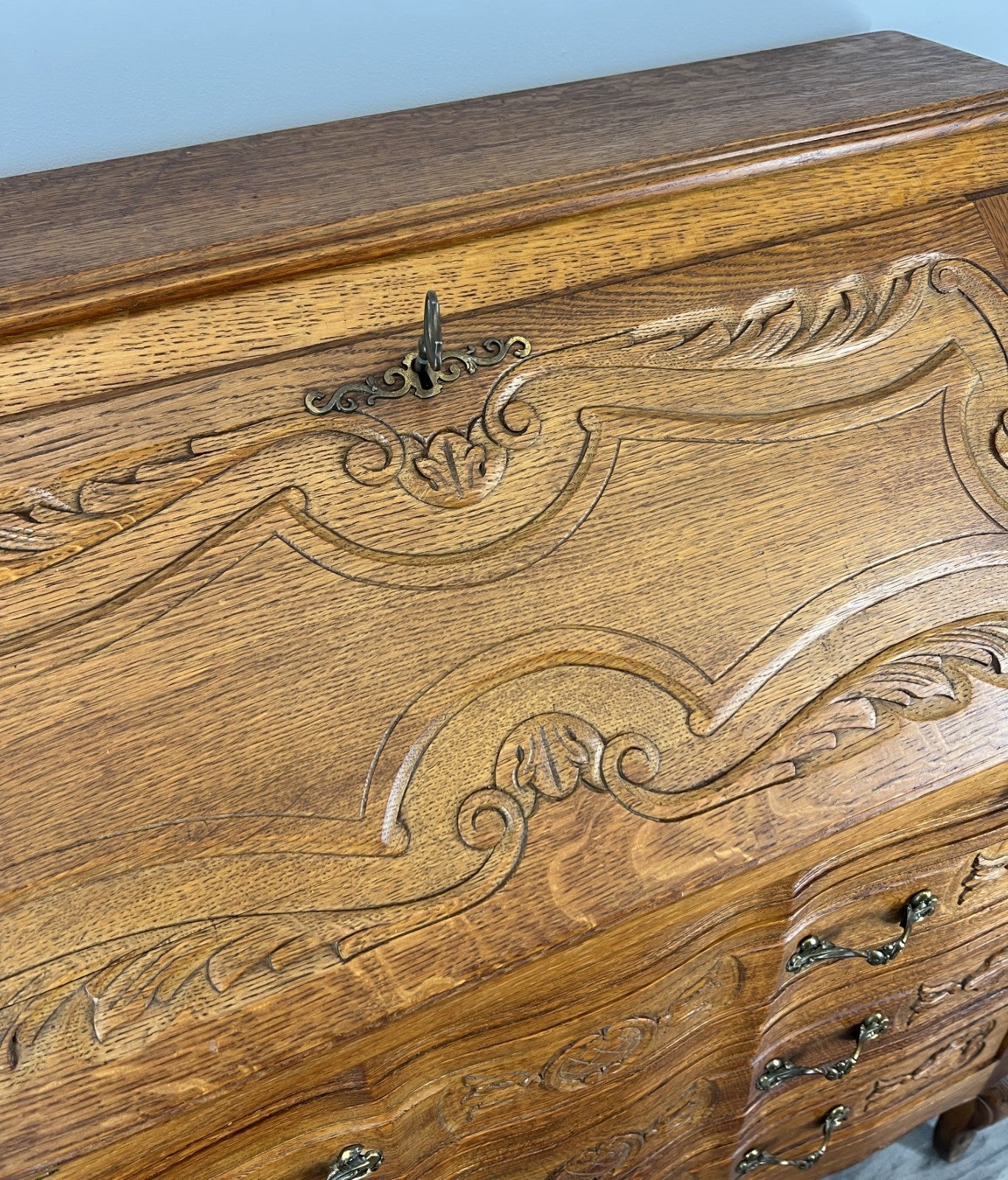 Secretaire Writing Desk Vintage French Louis Oak Rare Bureaux Cabinet LOT 44634