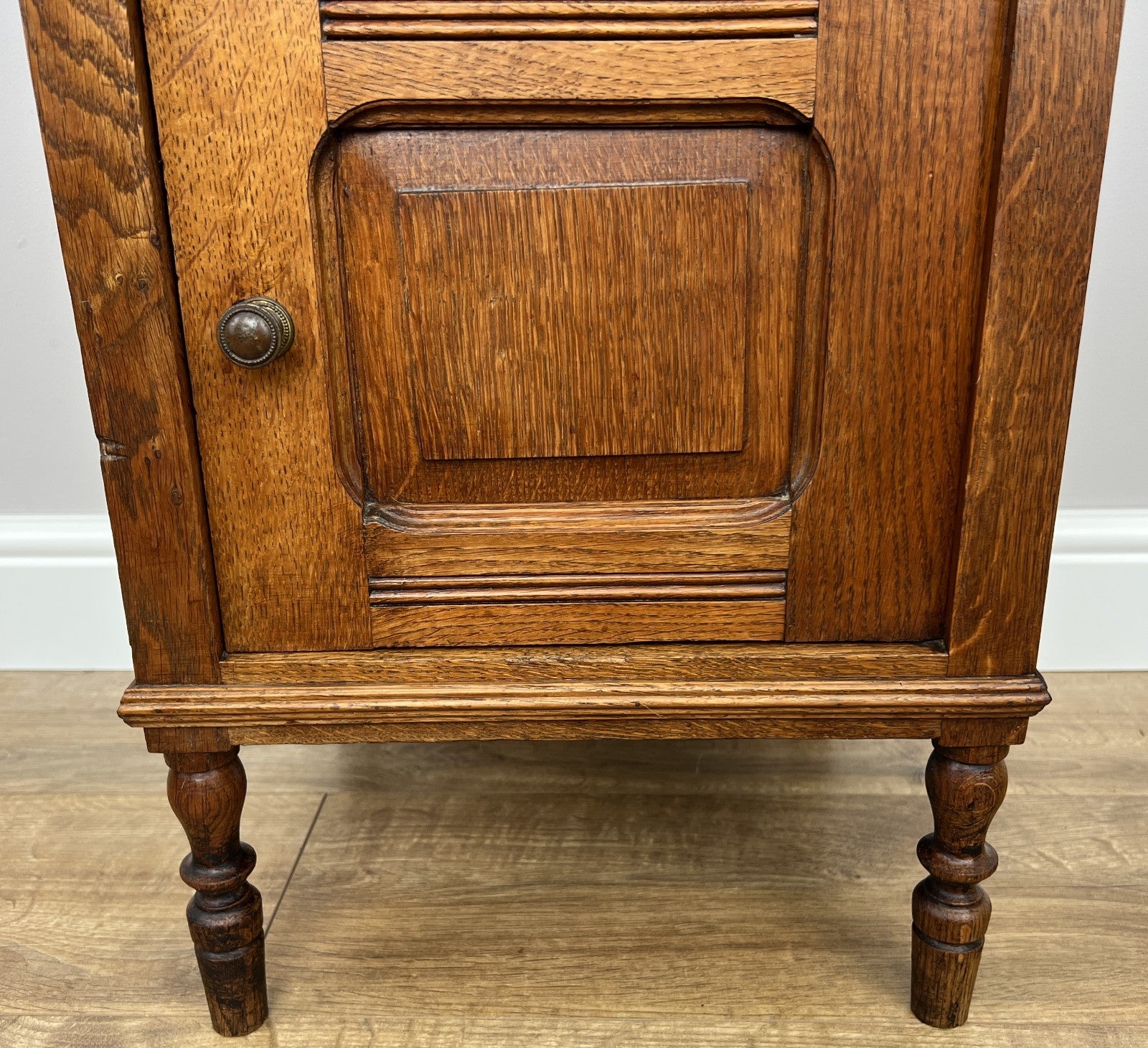 Bedside Table Antique French Style Marble Top Oak Cabinet Nightstand LOT 62357