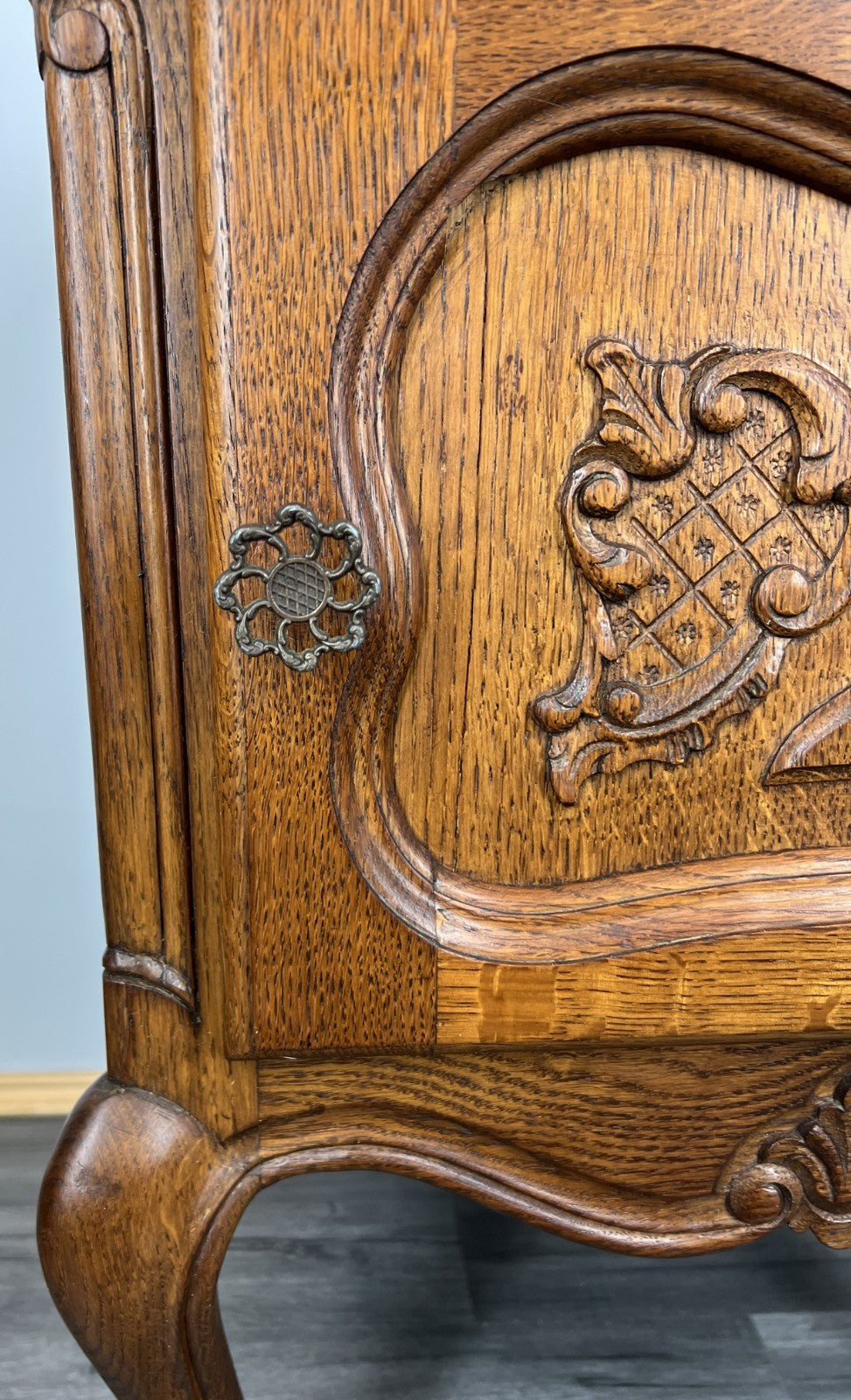 Pair of Bedside Tables Vintage French Louis  XVI Oak Carved Cabinets LOT 44407