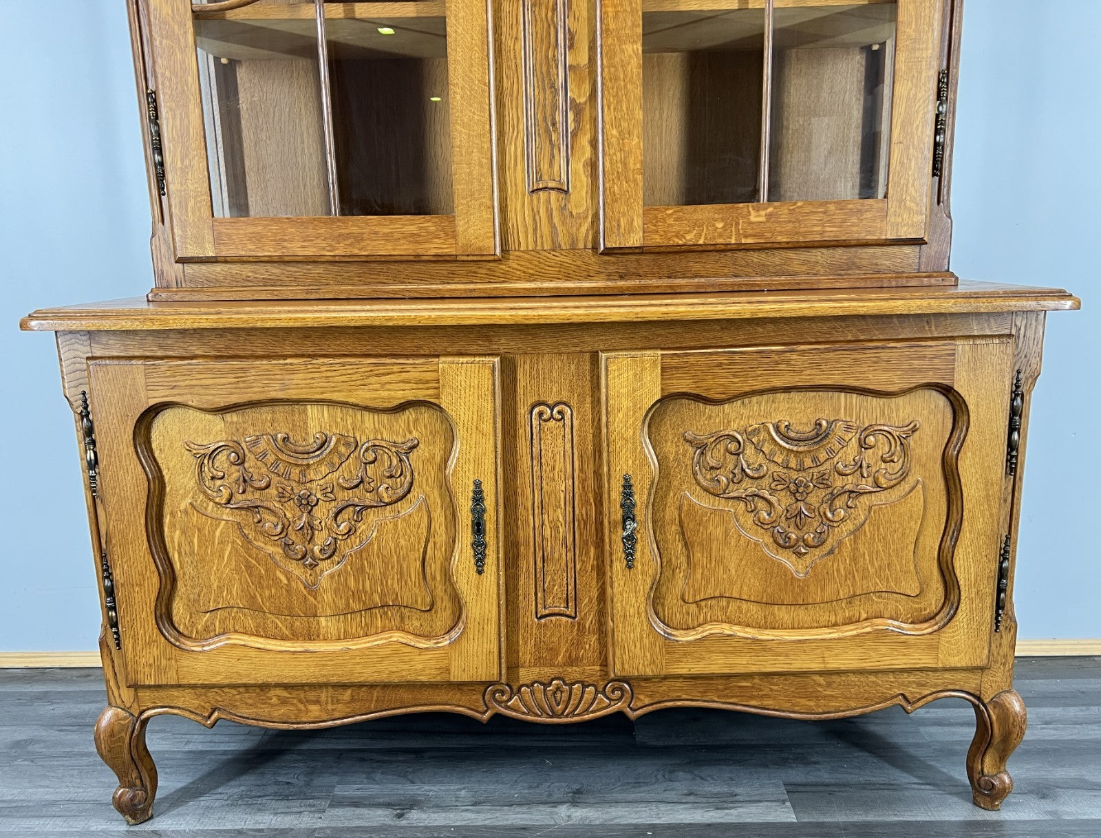 Bookcase Vintage French Louis XVI Oak Display Cabinet Carved Sideboard LOT 45765