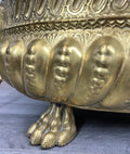 Planter Brass Big Vintage French  Lion Head Jardinière Footed Bowl LOT 42504