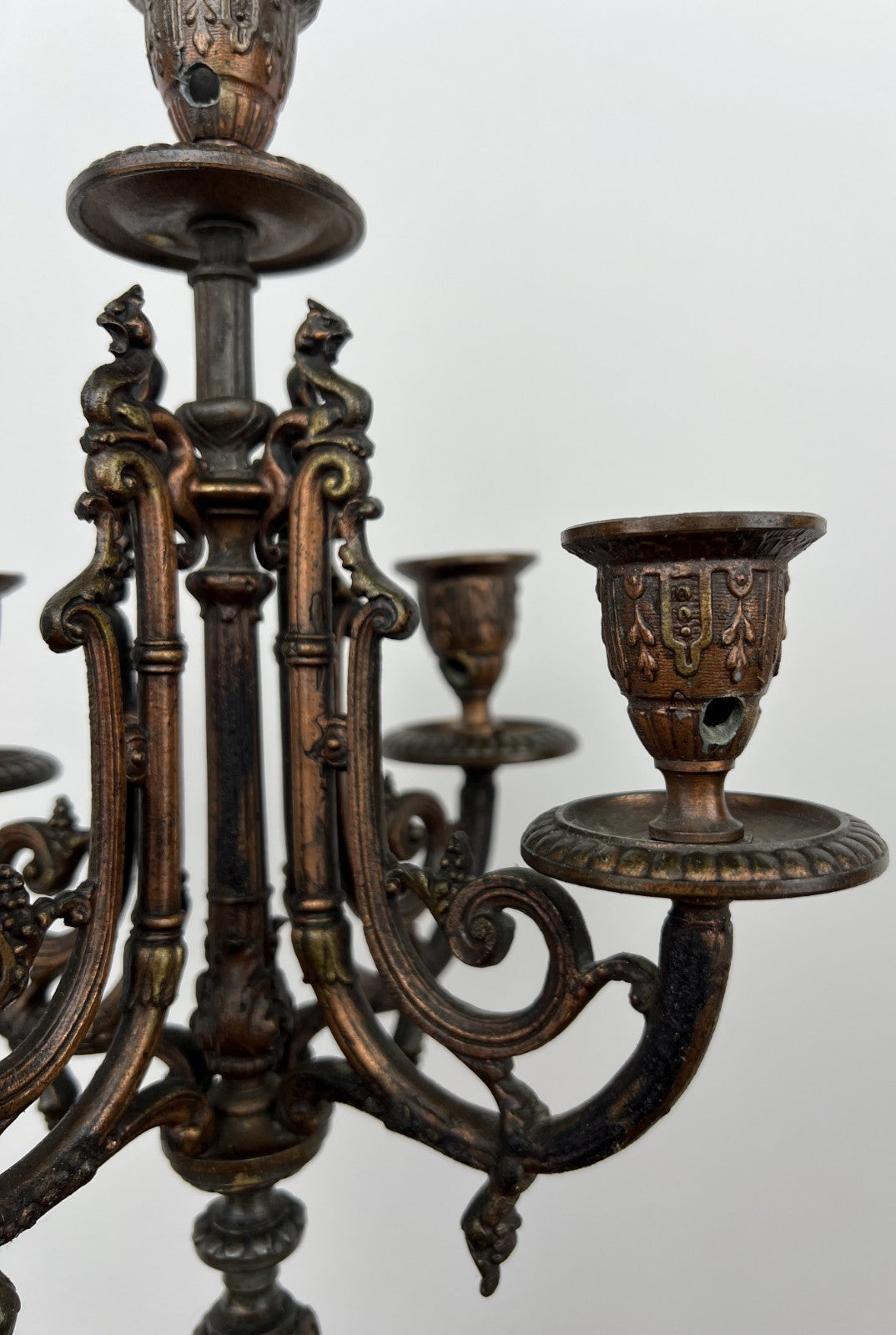 Candelabra Antique French Brass Marble 5 Arm Ornate Candle Holder LOT 49365
