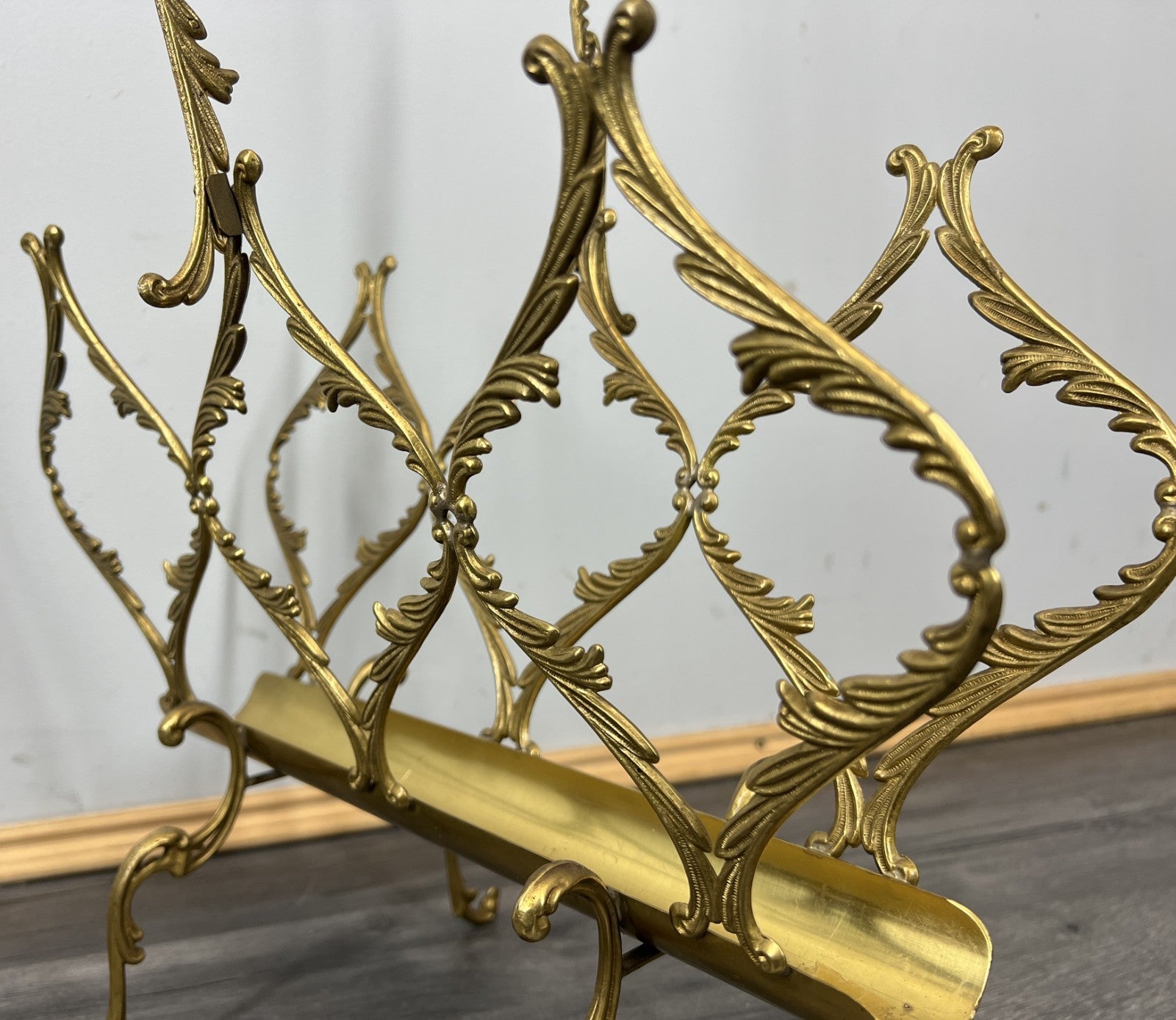 Newspaper Rack Vintage French Style Brass Magazine Stand LOT 46338
