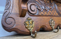 Coat Rack Vintage French Oak Wall Mounted 5 Hooks Carved Rack Hanger LOT 62947