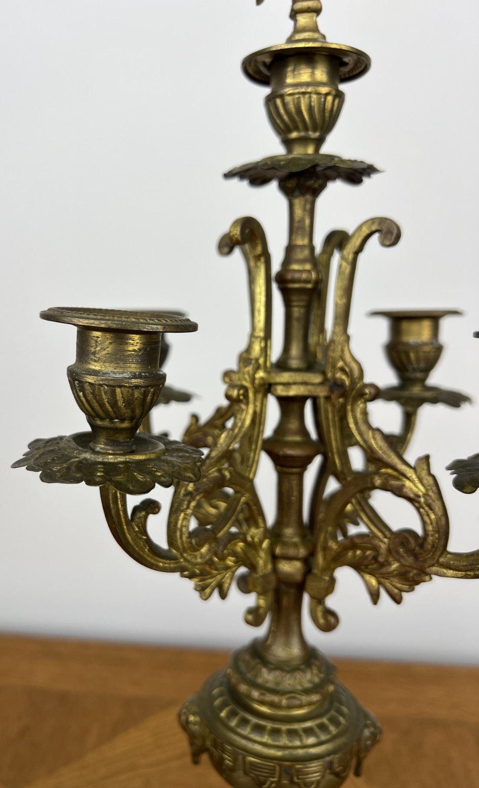Pair of Candelabra Antique French Style Brass Five Arm Candle Holders LOT 60256