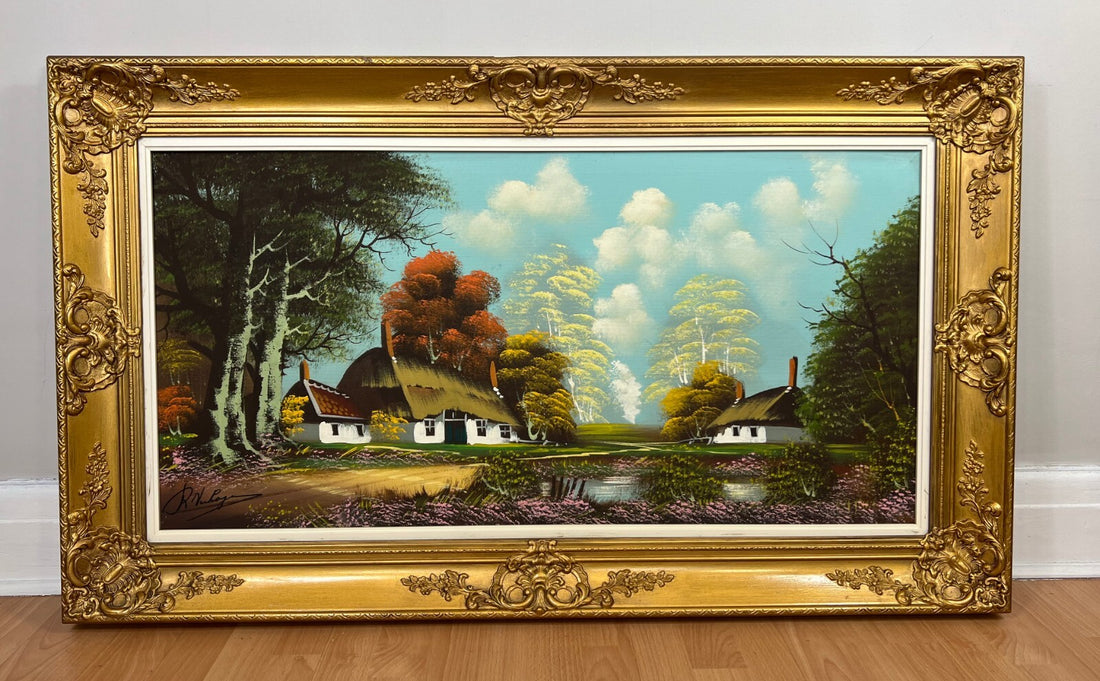Oil Painting Vintage French Framed Landscape Artwork Large Wall Art LOT 51260