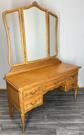 Vintage Dressing Table with mirror French Louis Oak Vanity Table Makeup LOT 45610