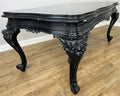 Double Sided Desk Antique French Style Black Painted Heavy Carved Table LOT 61863
