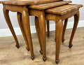 Vintage French Louis Oak Cane Set of Three Nested Carved Tables LOT 49094