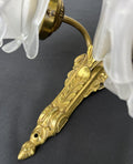 Pair of Wall Lights Vintage French Ornate Double Arm Glass Sconces LOT 6477