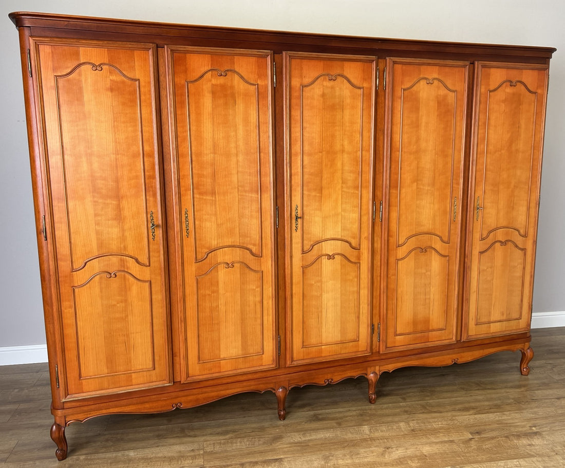 Wardrobe Vintage French Louis XVI Style Five Door Carved Armoire LOT 48450