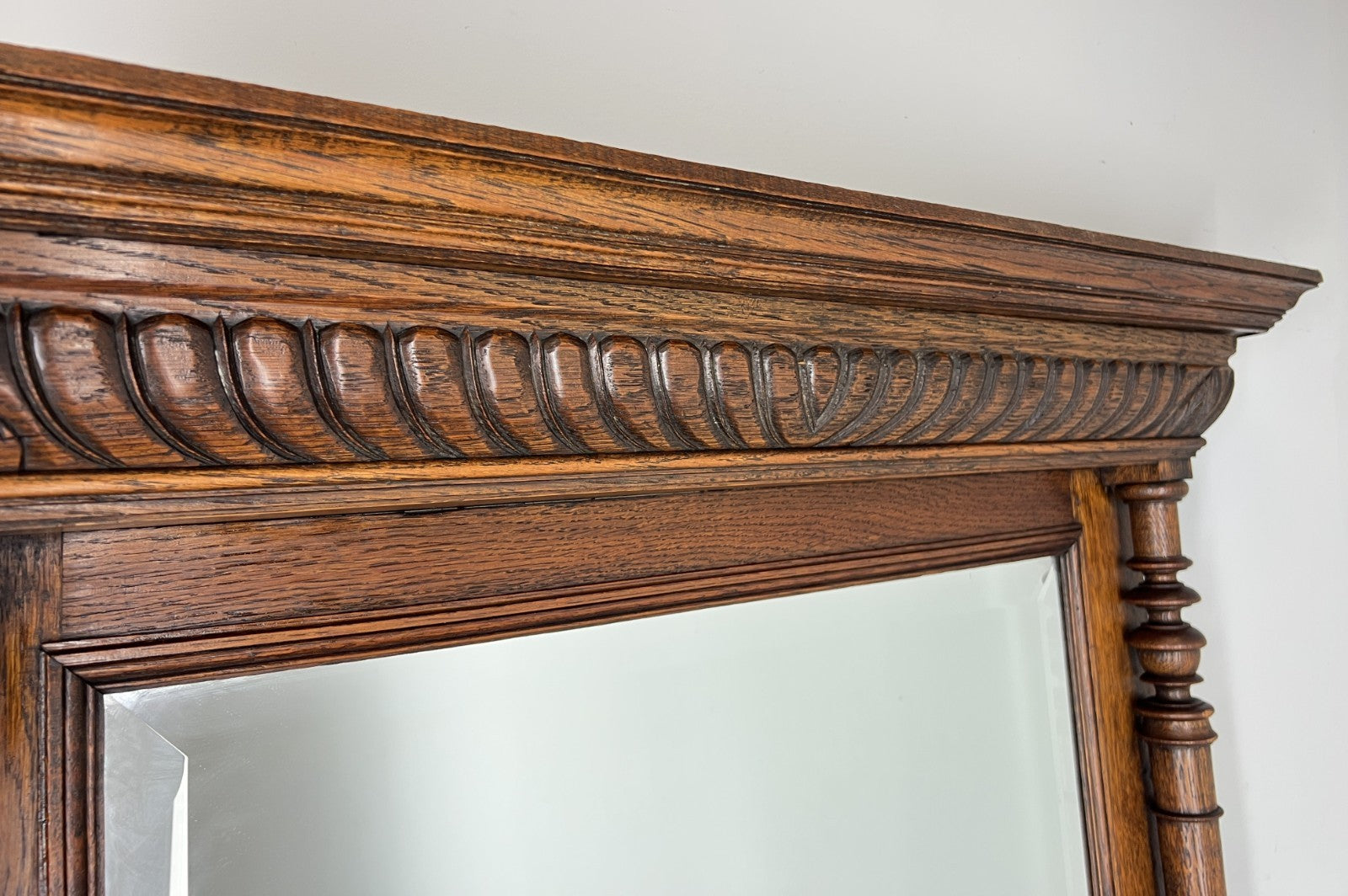 Antique French Style Carved Wall Mirror Oak Ornate Wall Frame LOT 45482