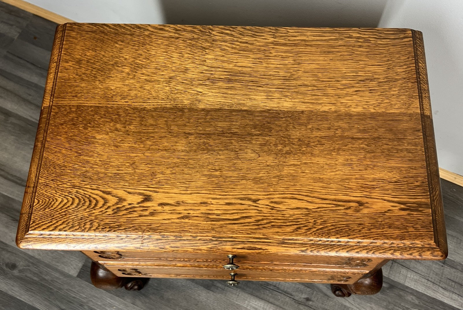 Pair of Bedside Tables Vintage French Louis XVI Oak Carved Cabinets LOT 44068