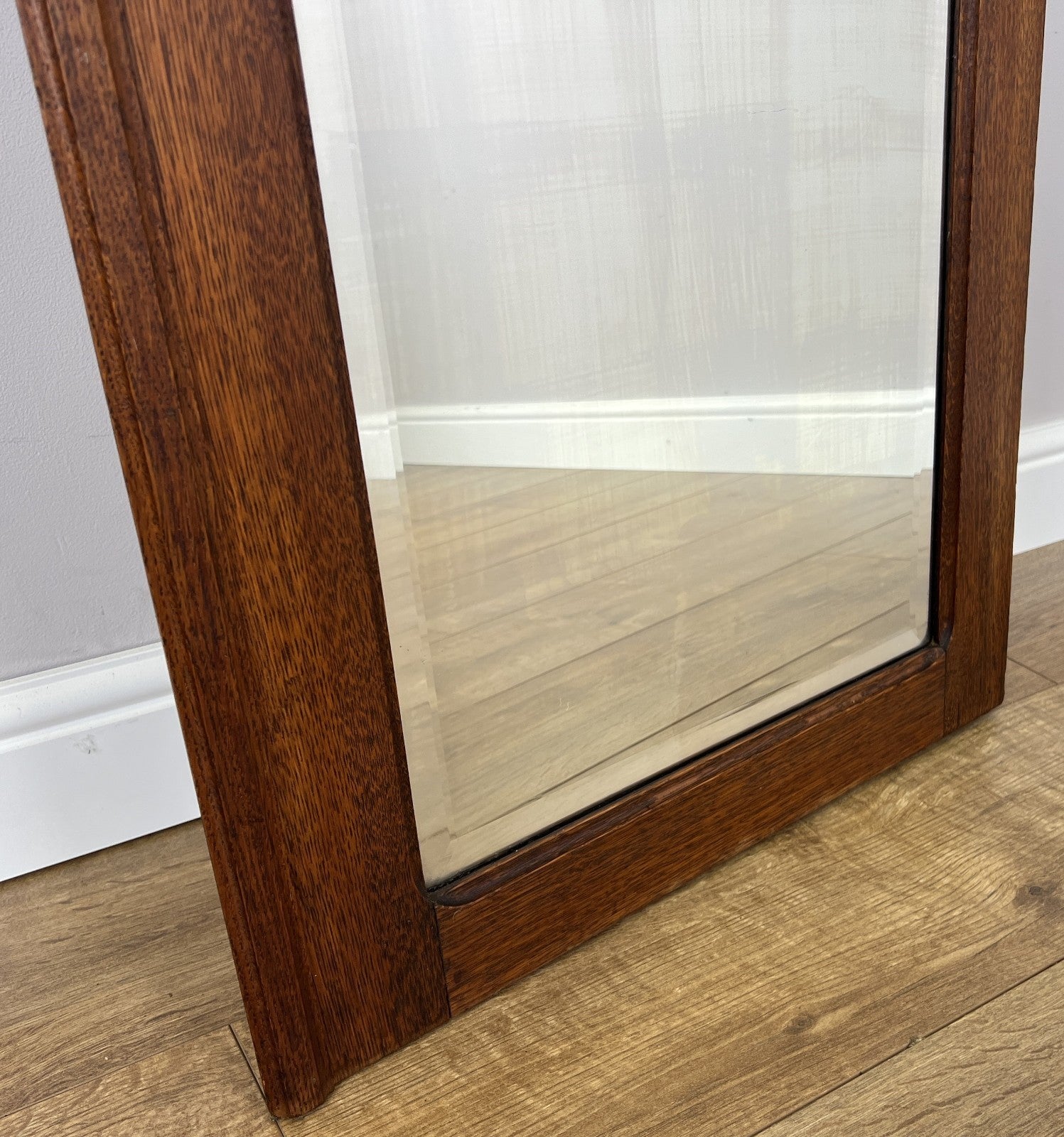 Mirror Antique French Style Oak Carved Wardrobe Mirror Polished Glass LOT 61934