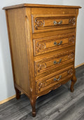 Chest of Drawers Vintage French Louis Oak 4 Drawers Carved Cabinet LOT 44665