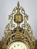 Mantel Clock Vintage French Style Architectural Brass Garniture Set LOT 46453