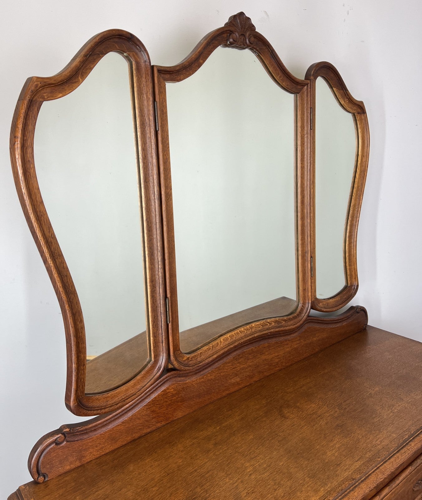 Vintage Dressing Table with Mirror French Oak Louis Vanity Table Makeup LOT 47972