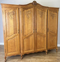 Wardrobe Vintage French Louis XVI Style Oak Four Door Carved Armoire LOT 61041