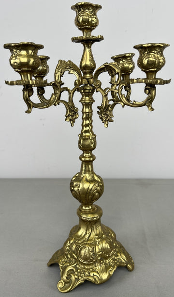 Candelabra Vintage French Style Brass Five Arm Ornate Candle Holder LOT 64230