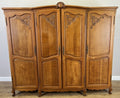 Wardrobe Vintage French Louis XVI Style Oak Four Door Carved Armoire LOT 48312