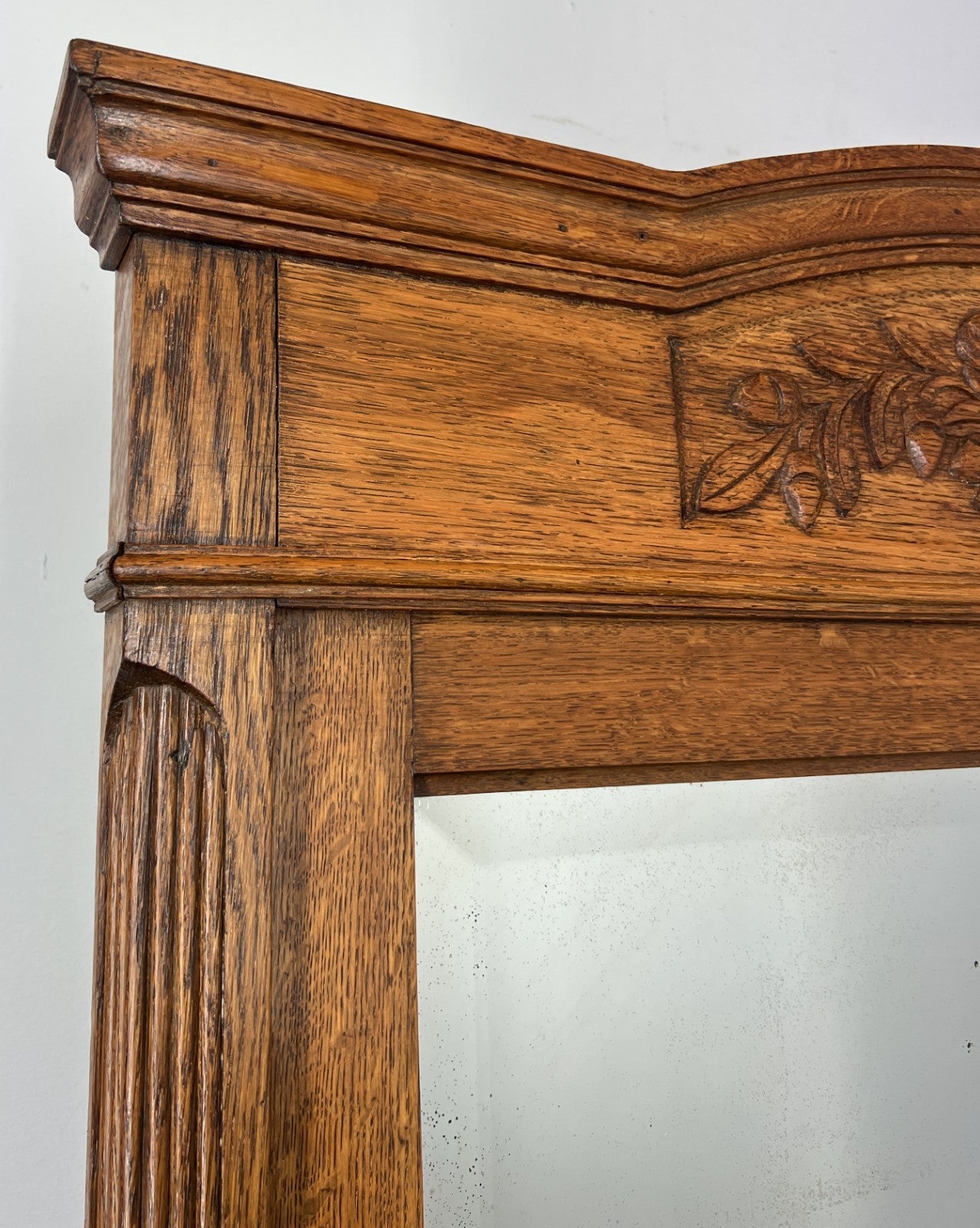 Antique French Style Carved Wall Mirror Oak Ornate Wall Frame LOT 45464