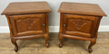 Pair of Bedside Tables Vintage French Louis Oak Nightstands Cabinets LOT 62191