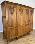 Wardrobe Vintage French Louis XVI Style Oak Four Door Carved Armoire LOT 48772