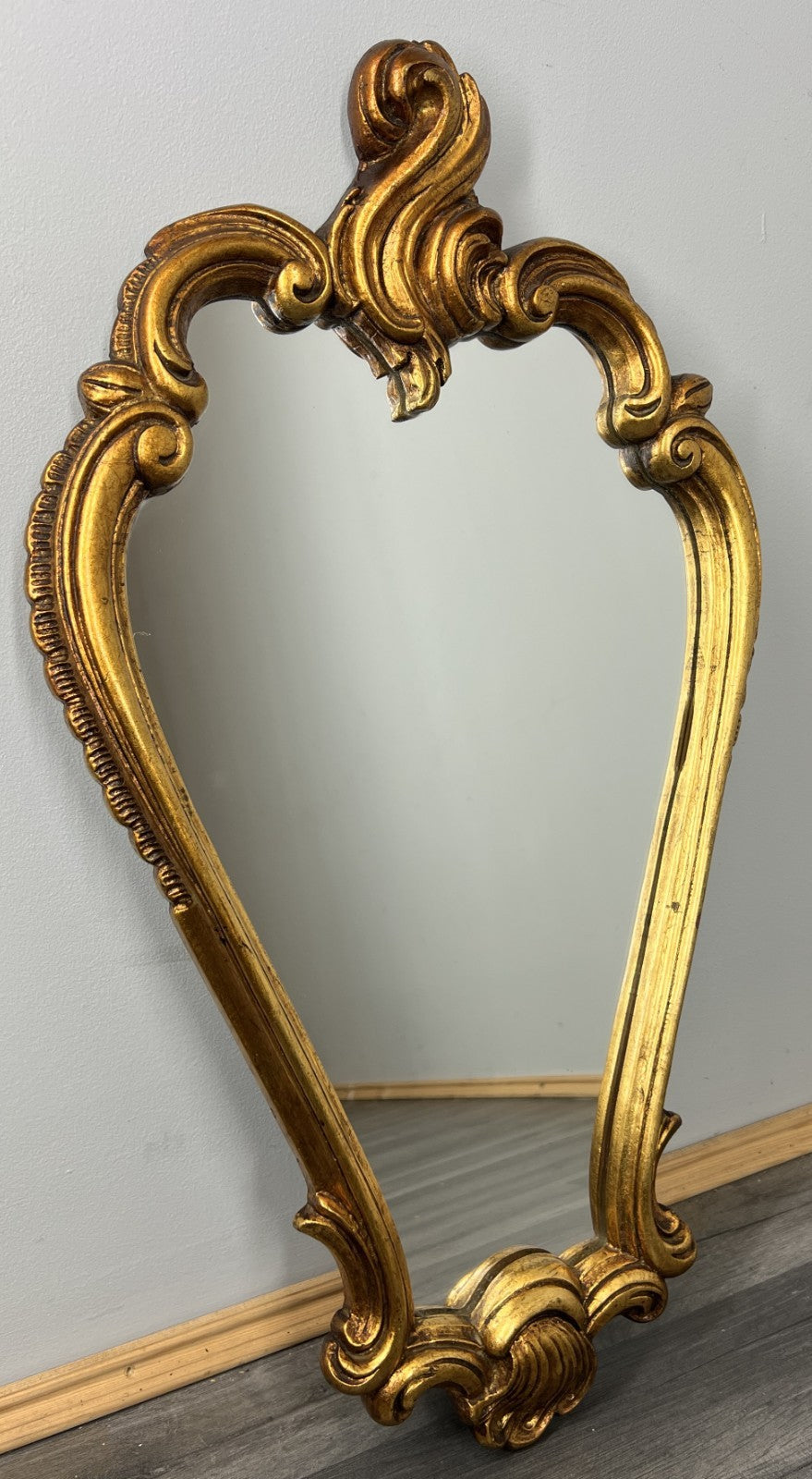 Vintage French Gilt Wall Mirror with Ornate Rococo Frame Wall Decor LOT 43750