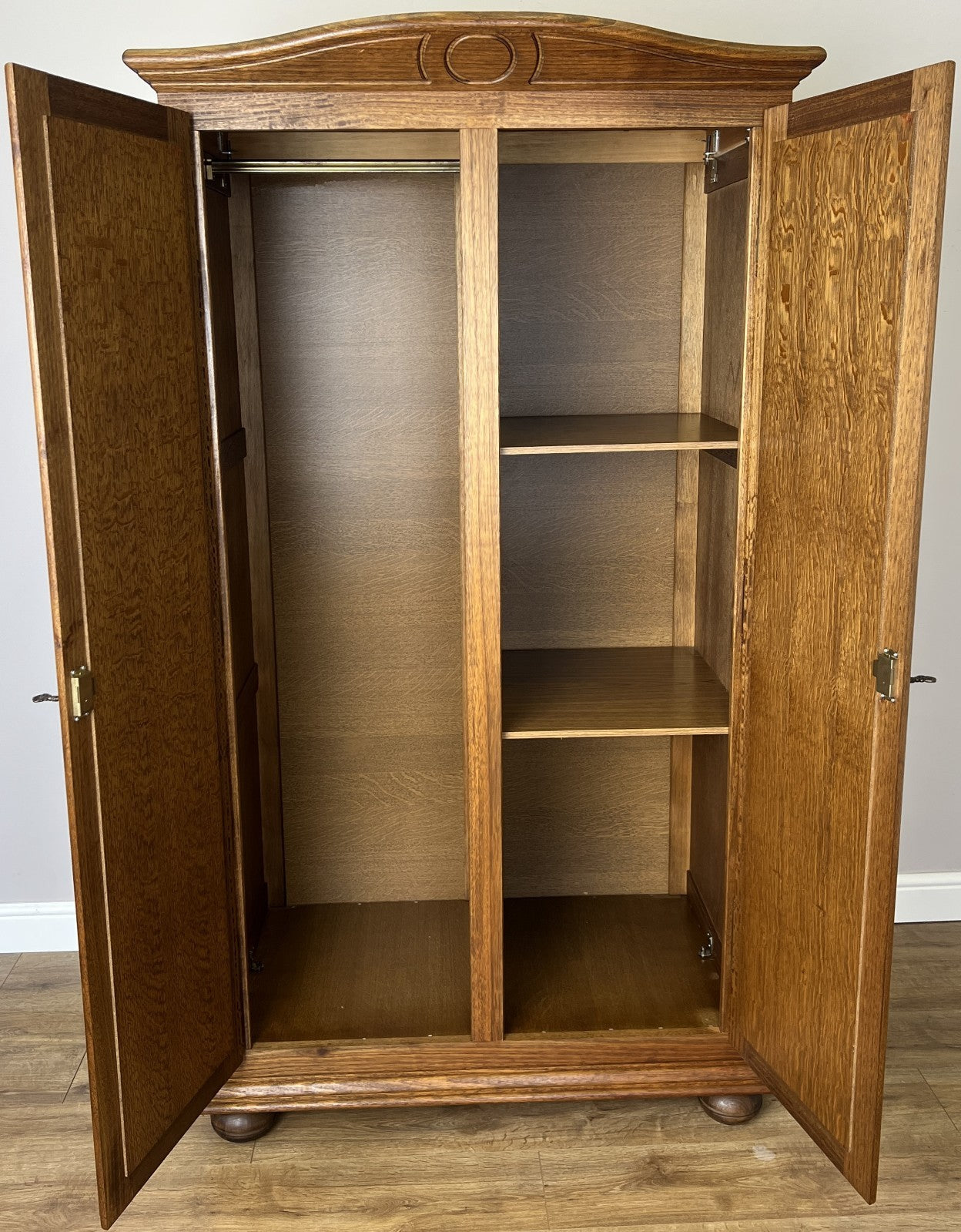 Wardrobe Vintage French Style Oak Two Door Carved Armoire Cabinet LOT 612811