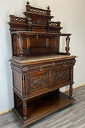 Sideboard Antique French Style Walnut Marble Display Cabinet Cupboard LOT 35763