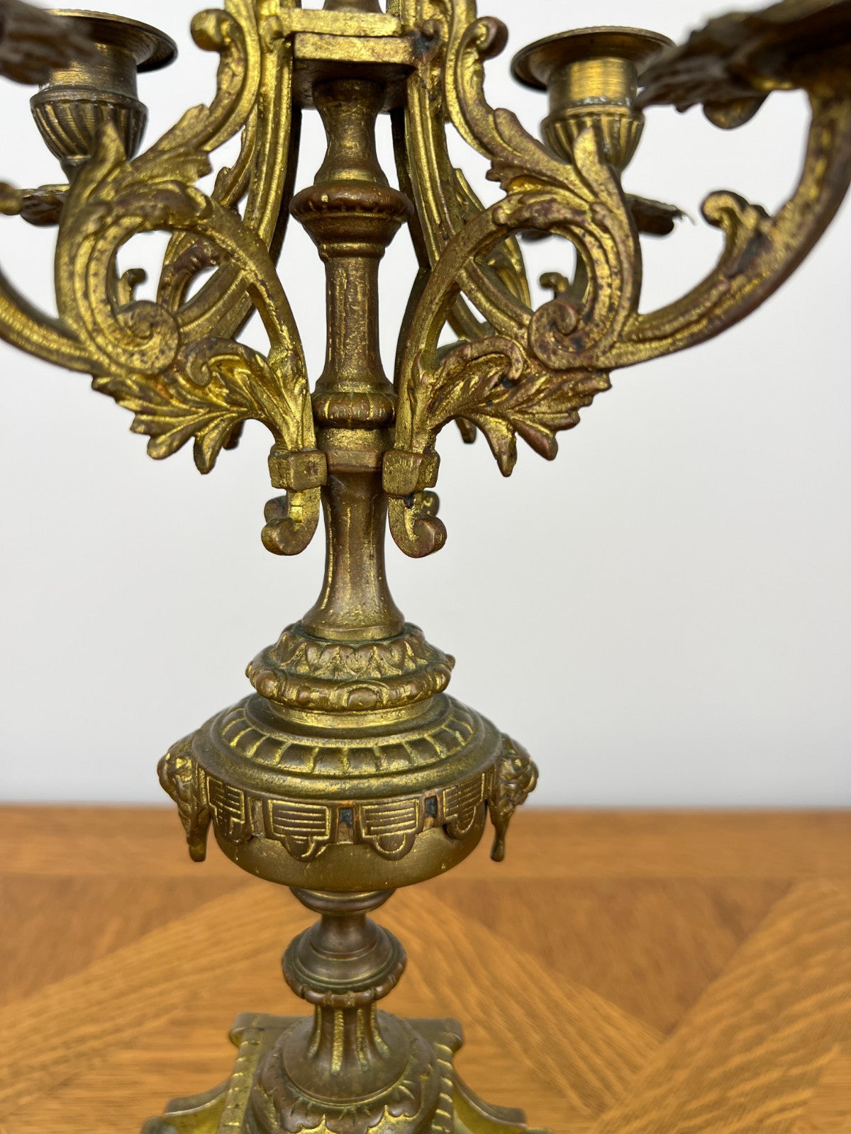 Pair of Candelabra Antique French Style Brass Five Arm Candle Holders LOT 602510