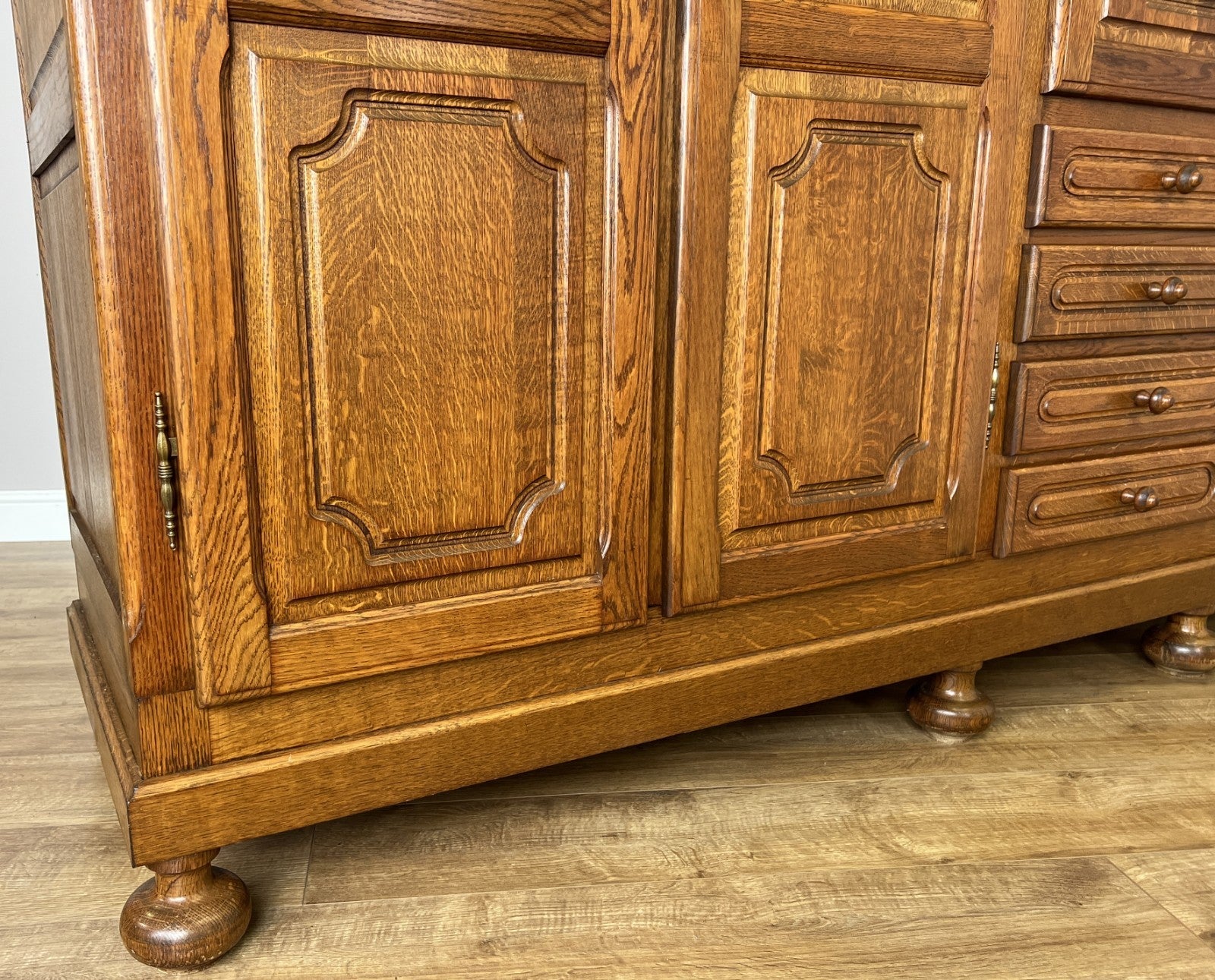 Wardrobe Vintage French Style Five Door Oak Carved Armoire Cabinet LOT 61295