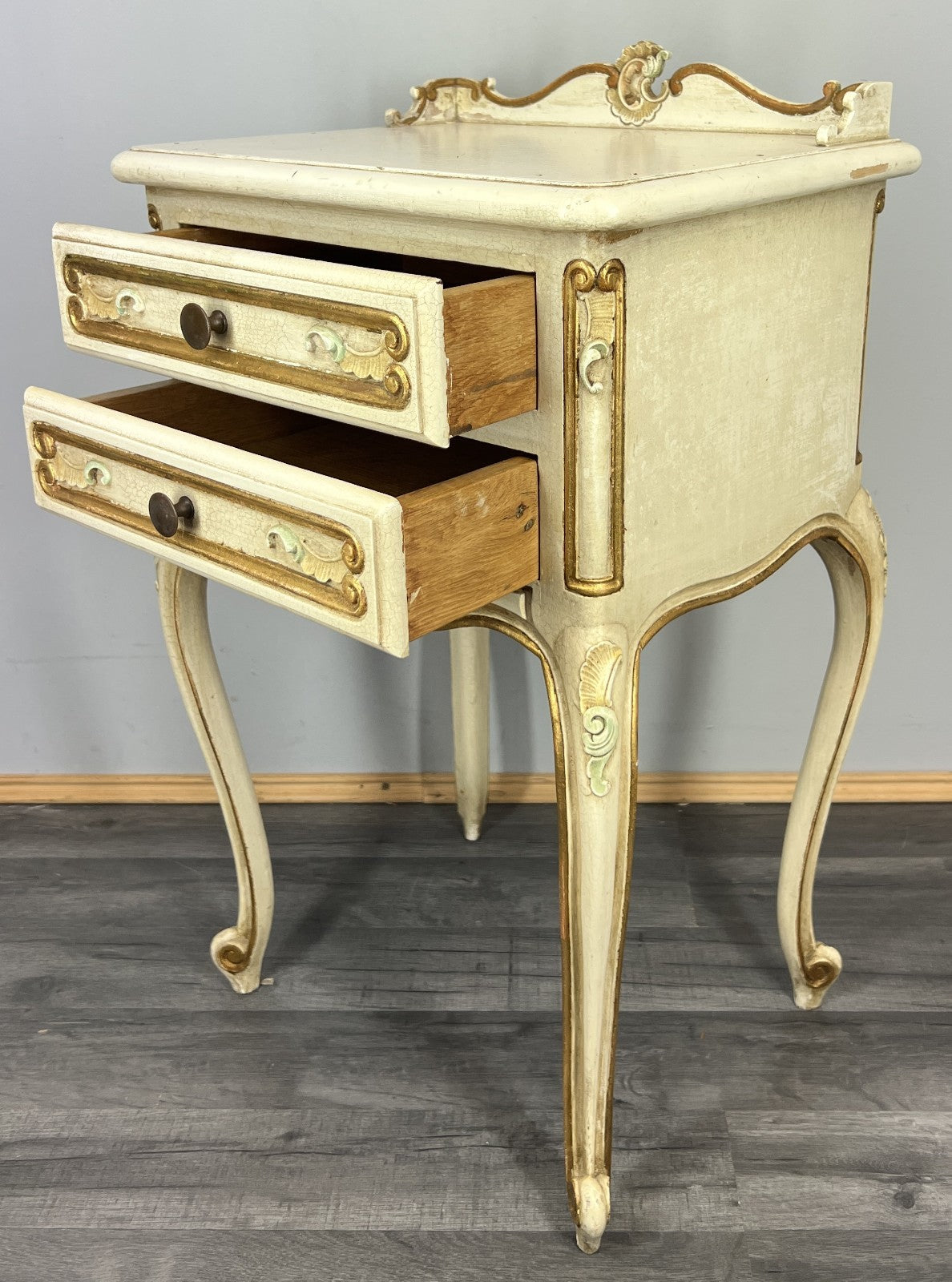 Pair of Bedside Tables Vintage Shabby Chic Louis Nightstands Cabinets LOT 434110