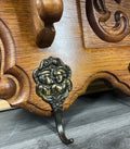 French Vintage Coat Rack Oak 6 Hooks Wall Shelf Carved Coat Hanger LOT 44954