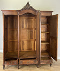 Wardrobe Antique French Rocaille Oak Three Door Carved Mirrored Armoire LOT 484312