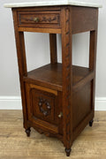 Bedside Table Antique French Style Marble Top Oak Cabinet Nightstand LOT 62401