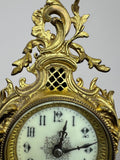 Clock Vintage French Style Brass Ornate Mantel Clock with Key LOT 6474