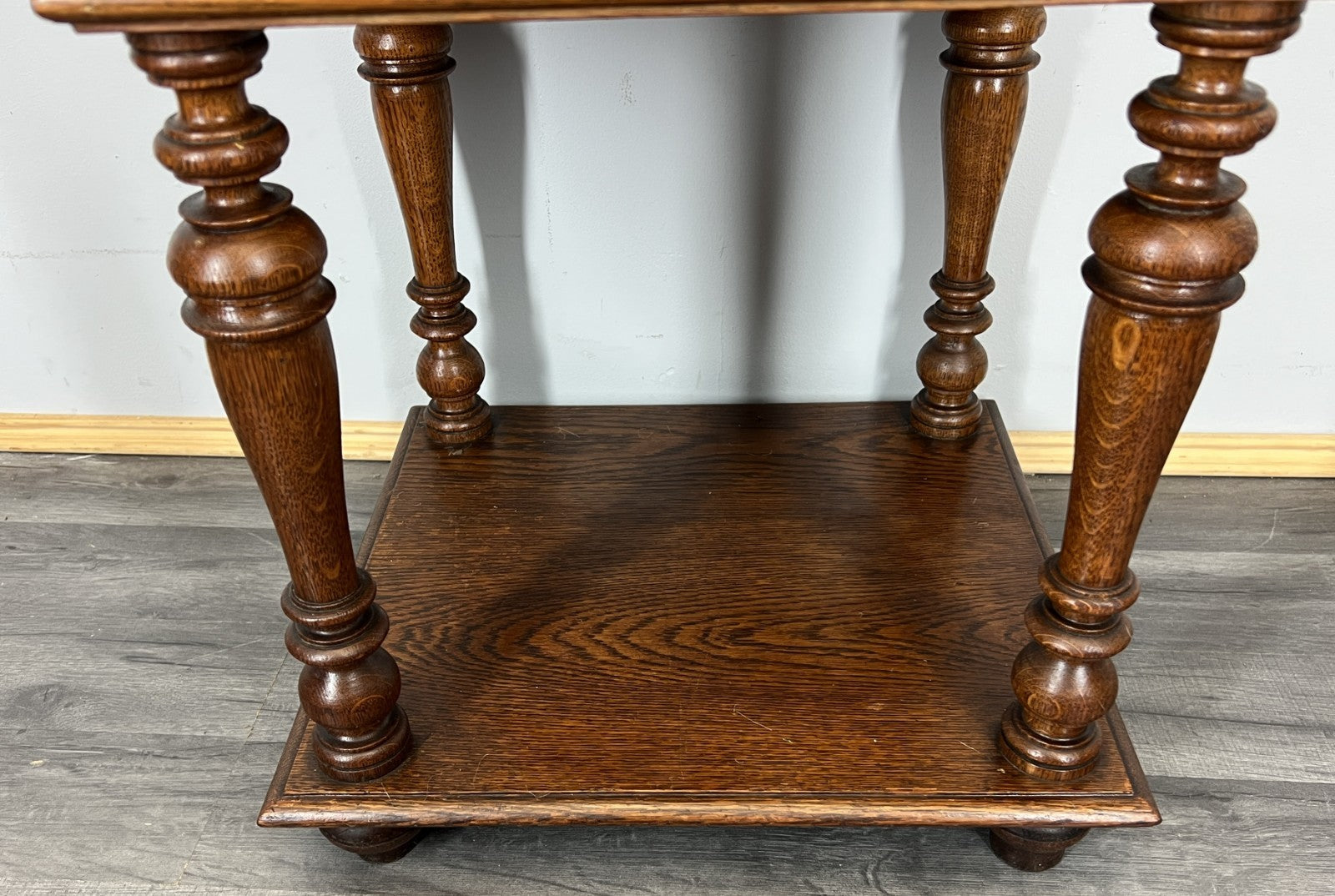 Bedside Table Antique French Oak with Marble Top Carved Cabinet LOT 43335