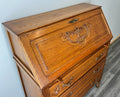 Secretaire Writing Desk Vintage French Oak Bureau Carved Cabinet LOT 37553