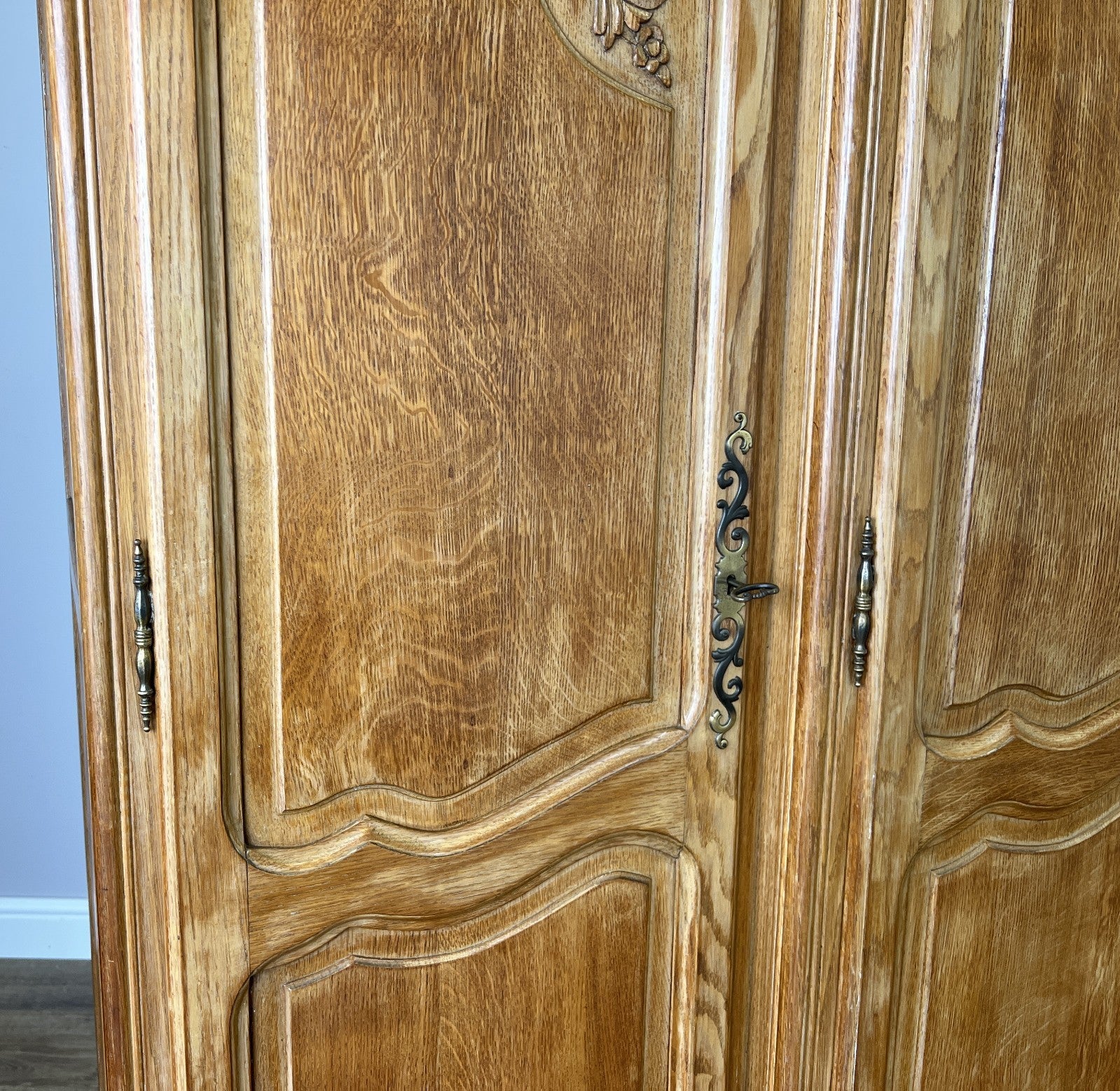Wardrobe Vintage French Louis XVI Style Oak Four Door Carved Armoire LOT 63847