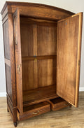 Wardrobe Antique French Oak Two Door Mirrored Carved Armoire Cabinet LOT 612310