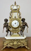 Clock Antique Louis XV Brass Marble Garniture Set With Candelabras LOT 60262