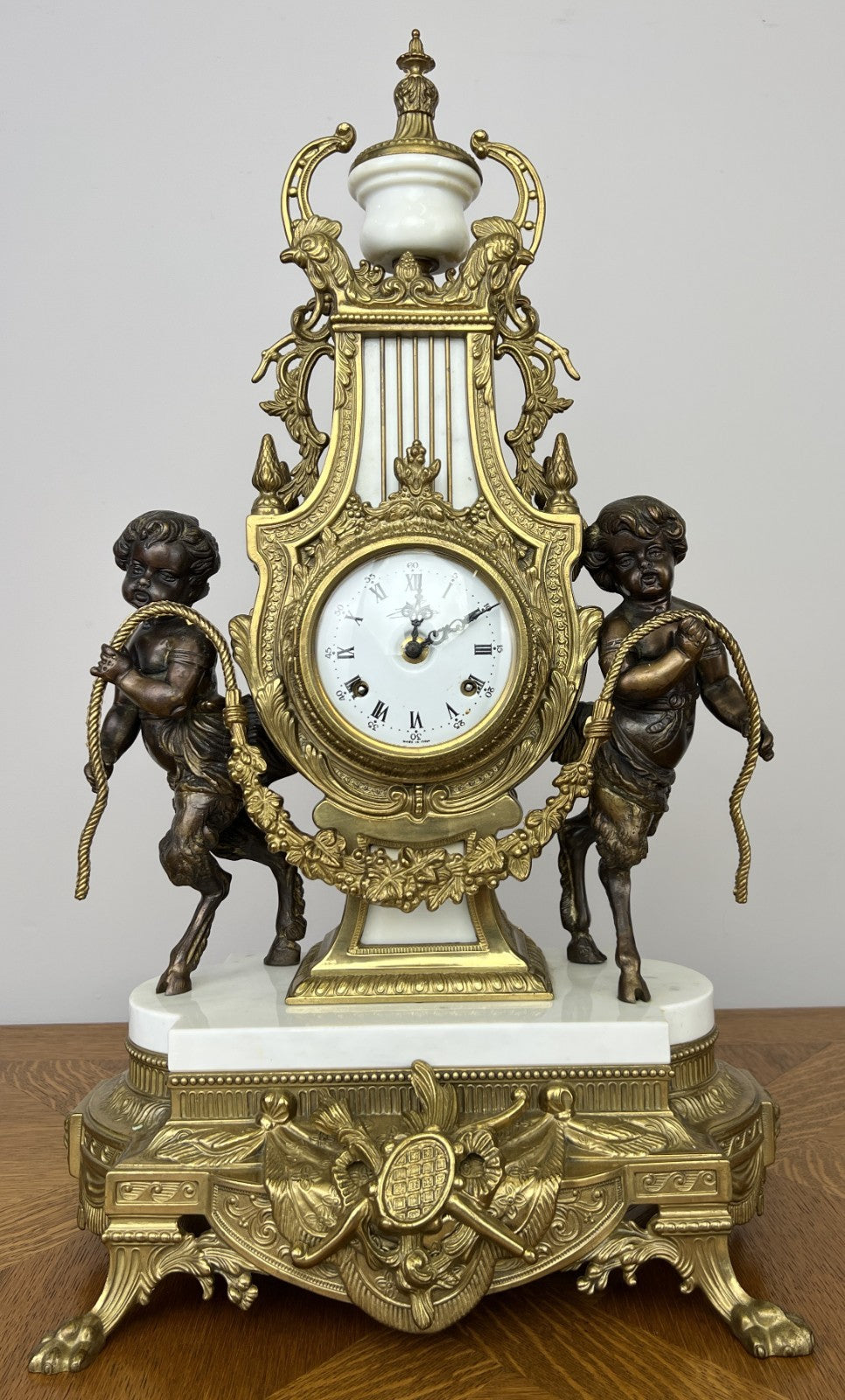 Clock Antique Louis XV Brass Marble Garniture Set With Candelabras LOT 60262