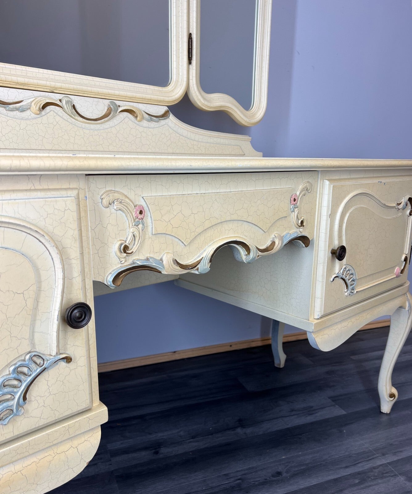 Dressing Table Vintage French Louis XVI Shabby Chic Vanity Table Makeup LOT 27557