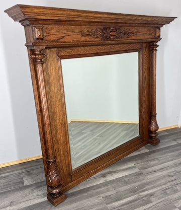 Antique French Style Carved Oak Wall Mirror Home Decor Wall Frame LOT 45510