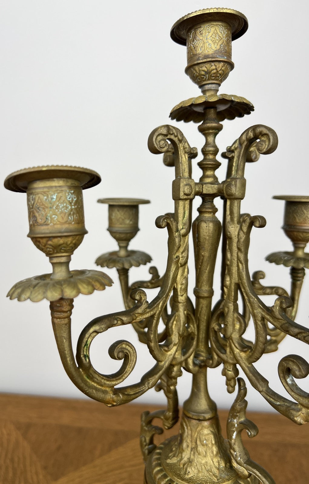 Pair of Candelabras Vintage French Style 5 Arm Ornate Candle Holders LOT 60703