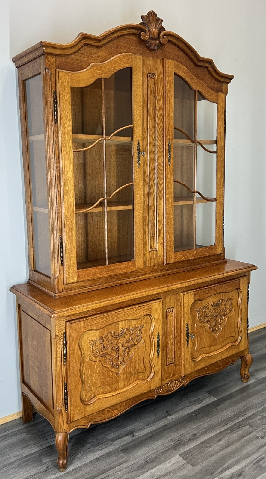 Bookcase Vintage French Louis XVI Oak Display Cabinet Carved Sideboard LOT 45761