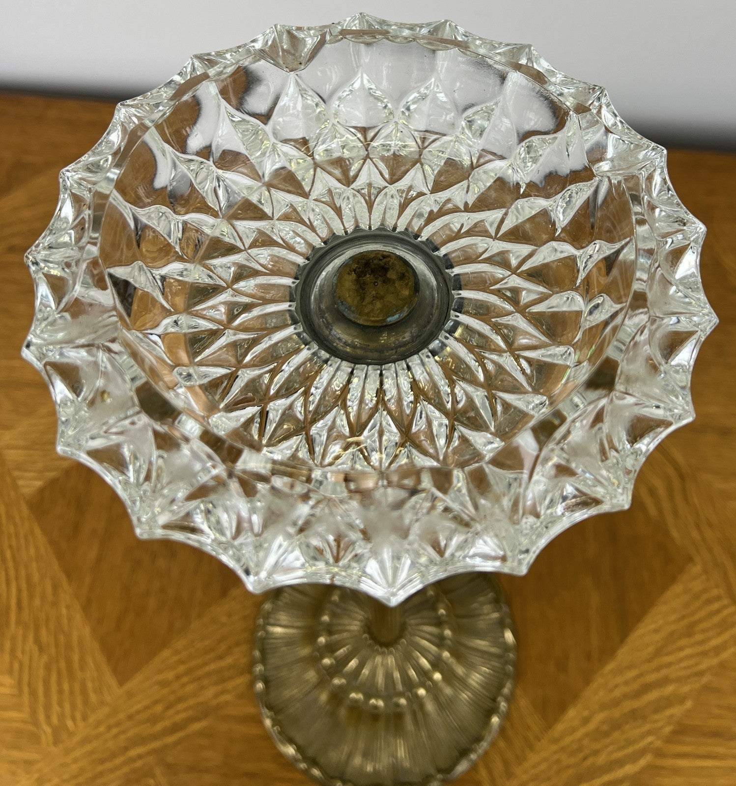 Ashtray Stand Vintage French Brass Onyx Crystal Floor Ashtray Stand LOT 602413