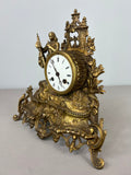 Mantel Clock Antique French Japy Frères Gilt Bronze Figure Clock LOT 36021